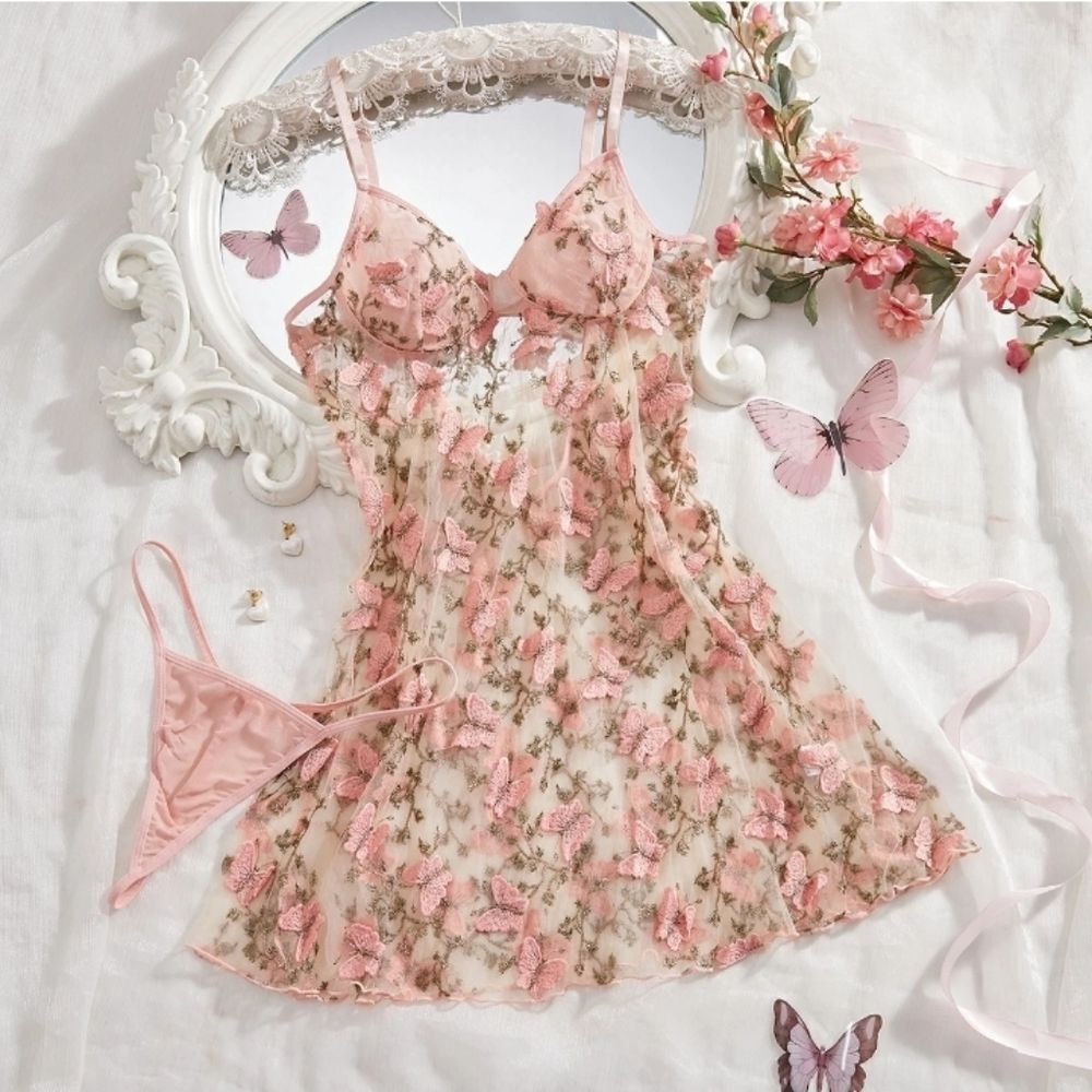 Floral Lingerie Women's Sexy Babydoll Lace See Through Dress Sleepwear Nightwear